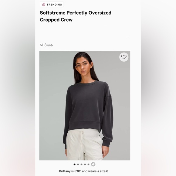 Lululemon Softstreme Perfectly Oversized Cropped Crew (part of a set) - Picture 2 of 6